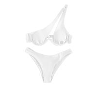 Bikinis Y Bañadores Mujer 2026 Bikini con Relleno Conjunto de Traje de Baño Brasileño Corte con Bikini Un Hombro Sexy 2 Parte Arriba Mujer Push Up (White XL)
