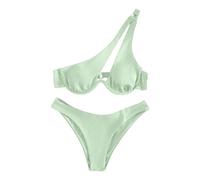 Bikinis Y Bañadores Mujer 2026 Bikini con Relleno Conjunto de Traje de Baño Brasileño Corte con Bikini Un Hombro Sexy 2 Parte Arriba Mujer Push Up (B XL)