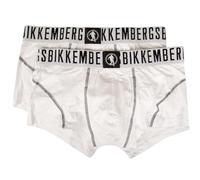 Bikkembergs Bóxer para hombre paquete de 2 calzoncillos bóxer algodón elástico elástico a la vista Underwear artículo BKK1UTR06BI BI Pack Trunk, blanco, S