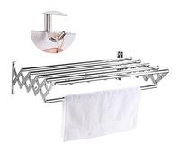 BIKKIA Tendedero De Ropa Retráctil Plegable Tendedero Secador Montado En La Pared Toallero De Baño Ganchos Línea De Paño Lavado Tendedero Extensible Acero Inoxidable (Size : 50cm)