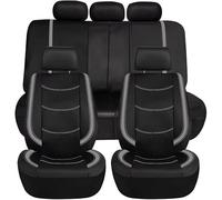 BIKKJBK Fundas Asientos Coche Juego Fundas Universales para Asientos De Coche, De Piel Sintética, con Protección Completa, Mayoría De Los Accesorios De Coches, SUV Y Camiones.