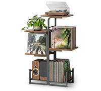 Bikoney Mueble para Tocadiscos Estilo Vintage con Gran Almacenaje de Vinilos, Soporte para LP con Estantes, Mesa para Tocadiscos y Organizador de Discos para Salón y Dormitorio