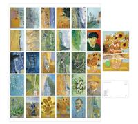 BIKPRST 30 Postales,Postales Artísticas,Incluye 10 piezas que brillan en la oscuridad,Tarjetas Postales Con Pinturas Famosas,Postales Con Paisajes,Postales Para Amigos Y Compañeros De Clase, Van Gogh