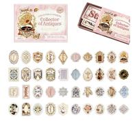 BIKPRST 40 Piezas Stickers aesthetic,Exquisita caja de papel para almacenamiento pegatinas scrapbooking,pegatinas aesthetic,vintage,decoración, diario,álbum fotos, manualidades,regalo, adolescentes