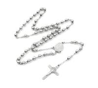BIKPRST aceros inoxidables Collar De Sobre Plata De Ley Con Cuentas De Rosario Cruz Y Cadena Para Mujeres Y Hombres Joyería