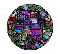 BIKPRST Bikprst 100 Stück Neon Sticker Set Wasserfeste Vinyl Sticker Decals Coole Graffiti Sticker Für Laptop Skateboard Scrapbook Trinkflasche Macbook Ipad Handy Tagebuch Tassen Moped Fahrrad Koffer