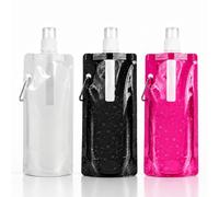BIKPRST Pack de 3 Botellas de Agua Plegables (Soft Flask), Colapsibles, Reutilizables, Incluye Negro, Blanco y Magenta, para Senderismo, Running, Ciclismo y Viajes