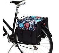 BikyBag Classic - Alforjas Dobles para Bicicleta 26L, Resistentes al Agua, Estilo Fashion y Colores Vivos, para Portaequipajes Trasero (Flores de Margarita)