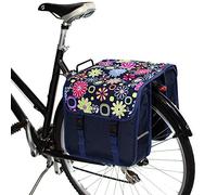 BikyBag Classic - Alforjas Dobles para Bicicleta 26L, Resistentes al Agua, Estilo Fashion y Colores Vivos, para Portaequipajes Trasero (Margaritas Rosas)