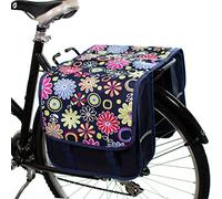 BikyBag Classic CL - Alforjas Dobles para Bicicleta 26L, Resistentes al Agua, Estilo Fashion y Colores Vivos, para Portaequipajes Trasero (Margaritas Rosas)