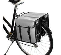 BikyBag Classic CW - Alforjas Dobles para Bicicleta 26L, Impermeables, Resistentes y Universales para Portaequipajes Trasero (Plateado/Gris)