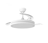 Bilake Beach Ventilador de Techo LED 48W | Aspas Retráctiles | Motor DC 7 Velocidades | Modo Noche 28dB | Luz CCT Regulable 3000-4000-6000K | Verano/Invierno | Mando a Distancia (Blanco)