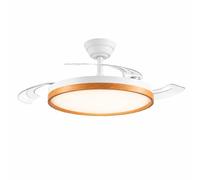 Bilake Beach Ventilador de Techo LED 48W | Aspas Retráctiles | Motor DC 7 Velocidades | Modo Noche 28dB | Luz CCT Regulable 3000-4000-6000K | Verano/Invierno | Mando a Distancia (Blanco/Madera Clara)