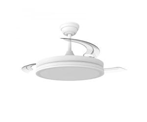 Bilake Beach Ventilador de Techo LED 48W | Aspas Retráctiles | Motor DC 7 Velocidades | Modo Noche 28dB | Luz CCT Regulable 3000-4000-6000K | Verano/Invierno | Mando a Distancia (Blanco)