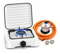 Bilake Hornillo de Gas Butano Foster 2200W de 1 Fuego | Tapa Protectora, Regulador y Kit de Conexión, Cocina Portátil para Camping, Exterior y Aire Libre