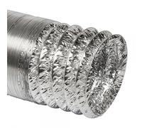 Bilake Tubo Flexible de Aluminio sin aislar 10m para ventilación, climatización, Extractor Cocina, Salida de Humos Campana extractora.