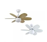 Bilake Ventilador de Techo Motor DC Bi-Alves | Ventilador Estilo nórdico Color Blanco y Haya | Ventilador luz LED 2 Bombillas Gratis