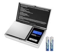 Bilancia tascabile 500 g/0,01 g,Balanzas de Portátiles, Báscula de Joyería,con Pantalla LCD y 7 Unidades,Plataforma de Acero Inoxidable, Función de Tara (plata)
