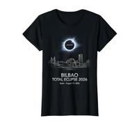 Bilbao Total Eclipse España Agosto 12 2026 Camiseta gráfica económica, Mujer, Negro, M