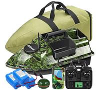 Bilbear barco de cebo GPS con echólot y GPS, 3 compuertas, suministro de cebo, pesca con sensor sonar, batería de repuesto, bolso (Camo Boot con buscador de pescados)