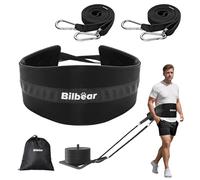 Bilbear Cinturón de tracción de trineo, cinturón de entrenamiento ajustable, cinturón para tirar, cinturón de tracción de peso para tirar de neumáticos, sentadillas, entrenamiento de fuerza de los