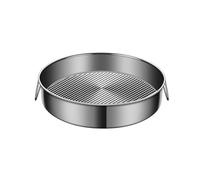 BildeeMait Bandeja de acero inoxidable para hornear redonda, bandeja antiadherente para cocinar al vapor, tarta de queso, plato hondo para quiche, pizza, 24 cm x 32 cm