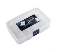 BildeeMait Caja de almacenamiento de plástico transparente con cinco rectángulos para organizar tornillos, aparejos de pesca y pequeñas piezas de manualidades, caja compacta translúcida