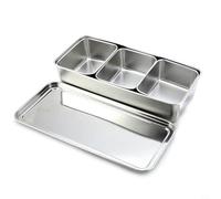 BildeeMait Caja de condimentos de acero inoxidable de grado para cocina, diseño antiarañazos con borde enrollado, seguro, resistente a la corrosión, cuerpo grueso, color plateado, paquete individual