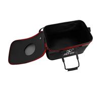 BildeeMait Cubo de pesca plegable de EVA con cubierta de malla, cebo vivo portátil para tanque para pesca en el mar, camping, senderismo, contenedor de almacenamiento de agua plegable, color negro