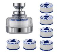 BildeeMait Filtro de agua giratorio de 360 grados con 6 filtros de algodón PP, para grifos roscados de 22 mm y 24 mm