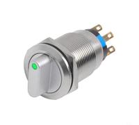 BildeeMait Interruptor selector giratorio, 3 posiciones 2NO2NC Botón de cambio de bloqueo mantenido Botón de metal impermeable con LED para equipos industriales (verde)