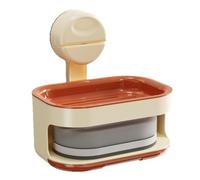 BildeeMait Jabonera de baño montada en la pared con ventosa, bandeja de drenaje de doble capa y almohadilla de esponja