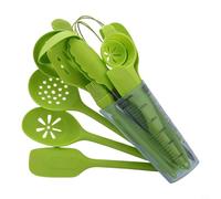 BildeeMait Juego completo de utensilios de cocina de silicona de 16 piezas, herramientas de cocina antiarañazos con estante de almacenamiento, apto para lavavajillas (16 piezas, verde)