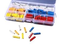 BildeeMait Juego de 200 fusibles de estilo europeo para coche, 5A, 8A, 16A, 25A, 40A, antiguo, para clásico, multiamperaje, surtido de fusibles de hoja de plástico con funda transparente