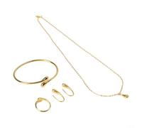 BildeeMait Juego de 4 piezas de joyería chapado en rodio, collar, aretes, pulsera, anillo, azul niebla para mujer, Oro, Zirconia cúbica Cuerpo principal: revestimiento de aleación respetuoso con el