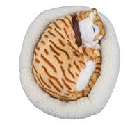 BildeeMait Juguete de peluche realista de gato que respira, mascota electrónica de peluche suave para decoración del hogar, compatible con estante de escritorio de coche, amarillo