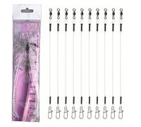 BildeeMait Líderes de pesca de fluorocarbono con cierre rápido giratorio, resistencia a la rotura de 7C18 kg, juego de 10 piezas, 15C40 cm