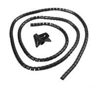 BildeeMait Negro Cable Management Sleeve 2m 16mm ID Fibra de vidrio Tubería de alambre para ordenador TV Cables de alimentación Arnés protector con abrazadera