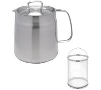 BildeeMait Olla de filtro de aceite de acero inoxidable con cesta extraíble, freidora de cocina 304 Tempura, goteo para boquilla de pico de águila, 2.0 L plateado (2.0 L)