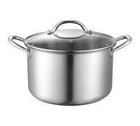 BildeeMait Olla de sopa de acero inoxidable de gran capacidad de 28 cm, base gruesa con estante para hervir y cocinar sobre gas de inducción
