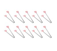 BildeeMait Paquete de 10 pinzas en forma de corazón para mini alimentos con puntas de silicona resistentes al calor, para cocinar y servir barbacoa de 5.3 pulgadas