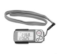 BildeeMait Podómetro digital plateado con pantalla grande, cordón de clip para caminar, correr, rastrea pasos, distancia, calorías, tiempo, memoria de 30 días