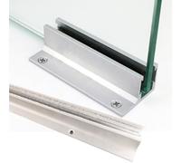 BildeeMait Puerta corredera de vidrio de 40 cm para riel de suelo, para guía de aleación de zinc resistente con forro de felpa que reduce el ruido, vidrio de 0 14 mm de grosor, color plateado