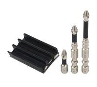 BildeeMait Soporte de brocas y taladros, soporte magnético para puntas de destornillador, 25, 50, 65 mm, con 3 puntas de 50 mm, para herramientas eléctricas, metal de silicona, negro y plateado