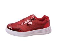BILIKEYU Zapatillas deportivas para mujer, con cordones, suaves, transpirables, antideslizantes, para el tiempo libre, senderismo, cómodas, planas, para caminar, rojo, 40 EU