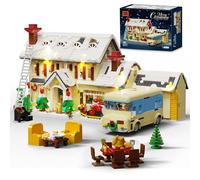 Bilinavy Christmas House Village Building Blocks Set with Light, Snow Cabin and Camper Holiday Scene Model Kit, Winter Vacation Building Toy Gift for Adults, 2098pcs