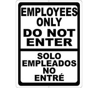 Bilingual Employees Only Do Not Enter English & Spanish Security - Letrero de aluminio para decoración de pared, estilo vintage, retro, divertido, para casa, club, bar, decoración de pared, 30,5 x