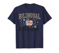 Bilingüe & Blessed American Flag Apple Leopard Camiseta