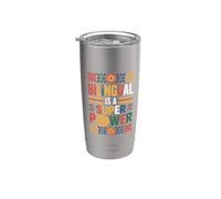 Bilingüe es una superpotencia - Diseño del Mes de la Herencia Hispana Vaso térmico de acero inoxidable de doble pared