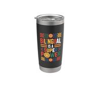Bilingüe es una superpotencia - Diseño del Mes de la Herencia Hispana Vaso térmico de acero inoxidable de doble pared